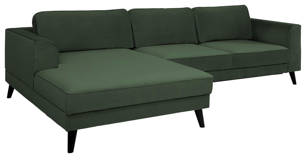 Ecksofa Lumber Jack Dunkelgrün Velours 167x277cm - Wengefarben/Dunkelgrün, MODERN, Textil (167/277cm) - Trendmanufaktur