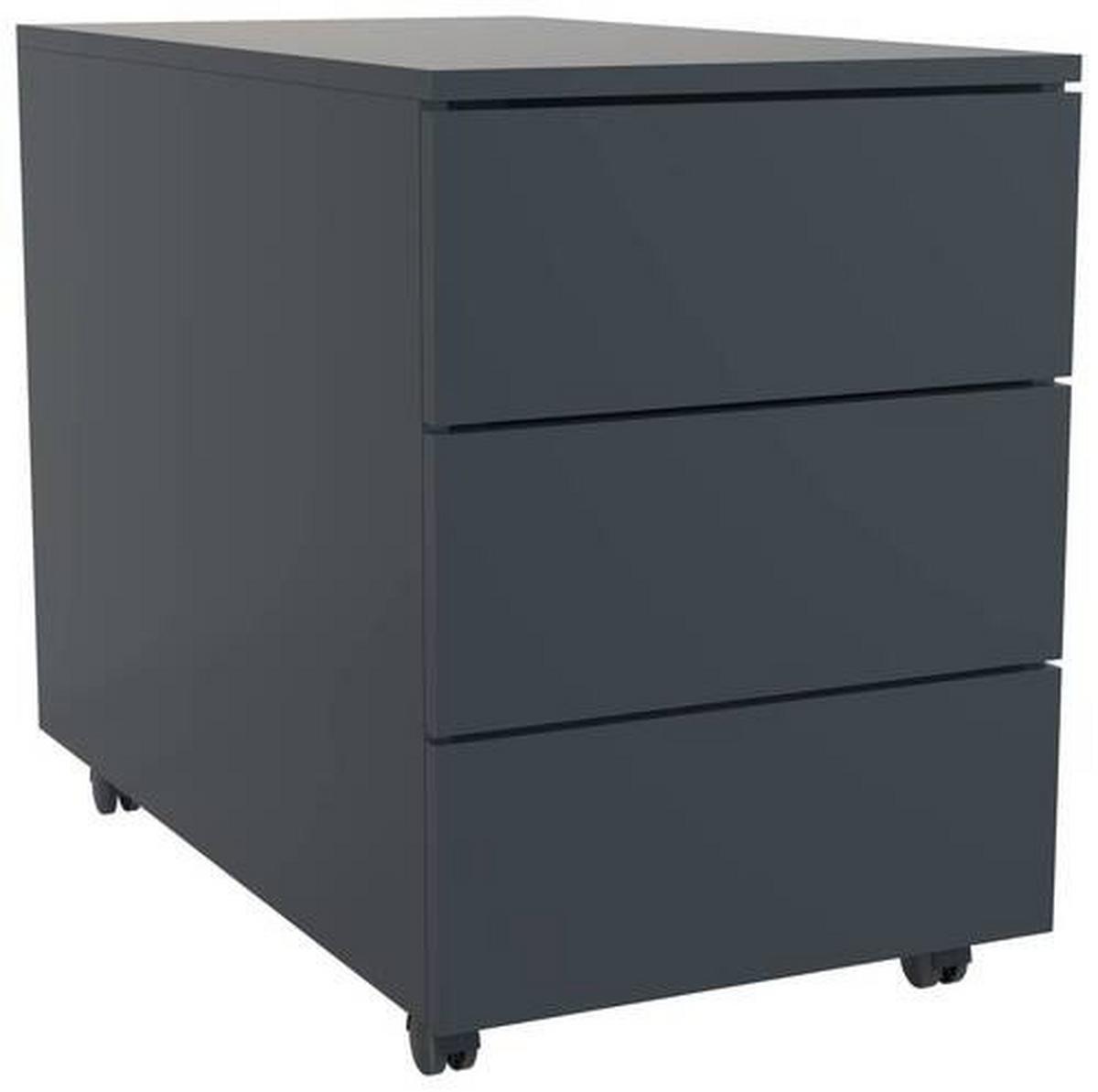 Rollcontainer Anthrazit Dalosa 39x55x70 cm - Anthrazit, MODERN, Holzwerkstoff/Kunststoff (39/55/70cm) - MID.YOU
