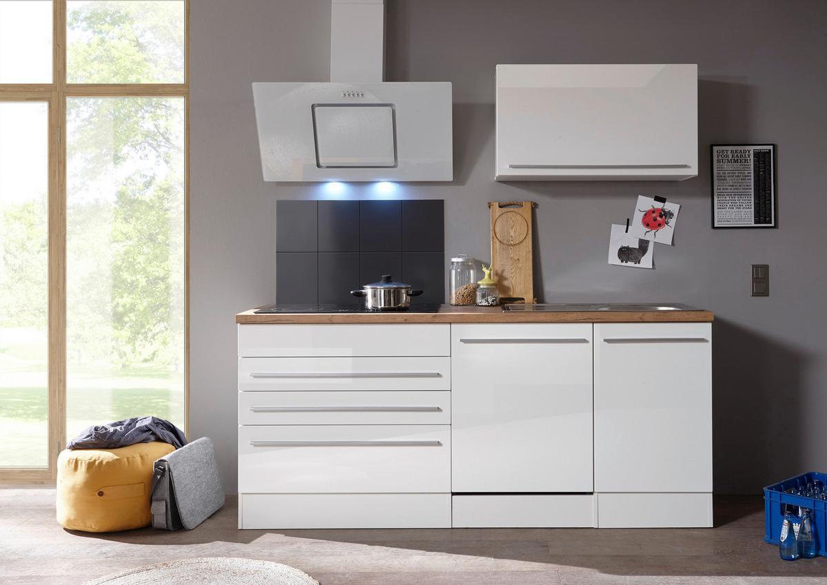 Küchenzeile Premium Mit Geräten B: 320 cm Weiß/Eiche - Eichefarben/Weiß, Basics, Holzwerkstoff (320cm) - Respekta
