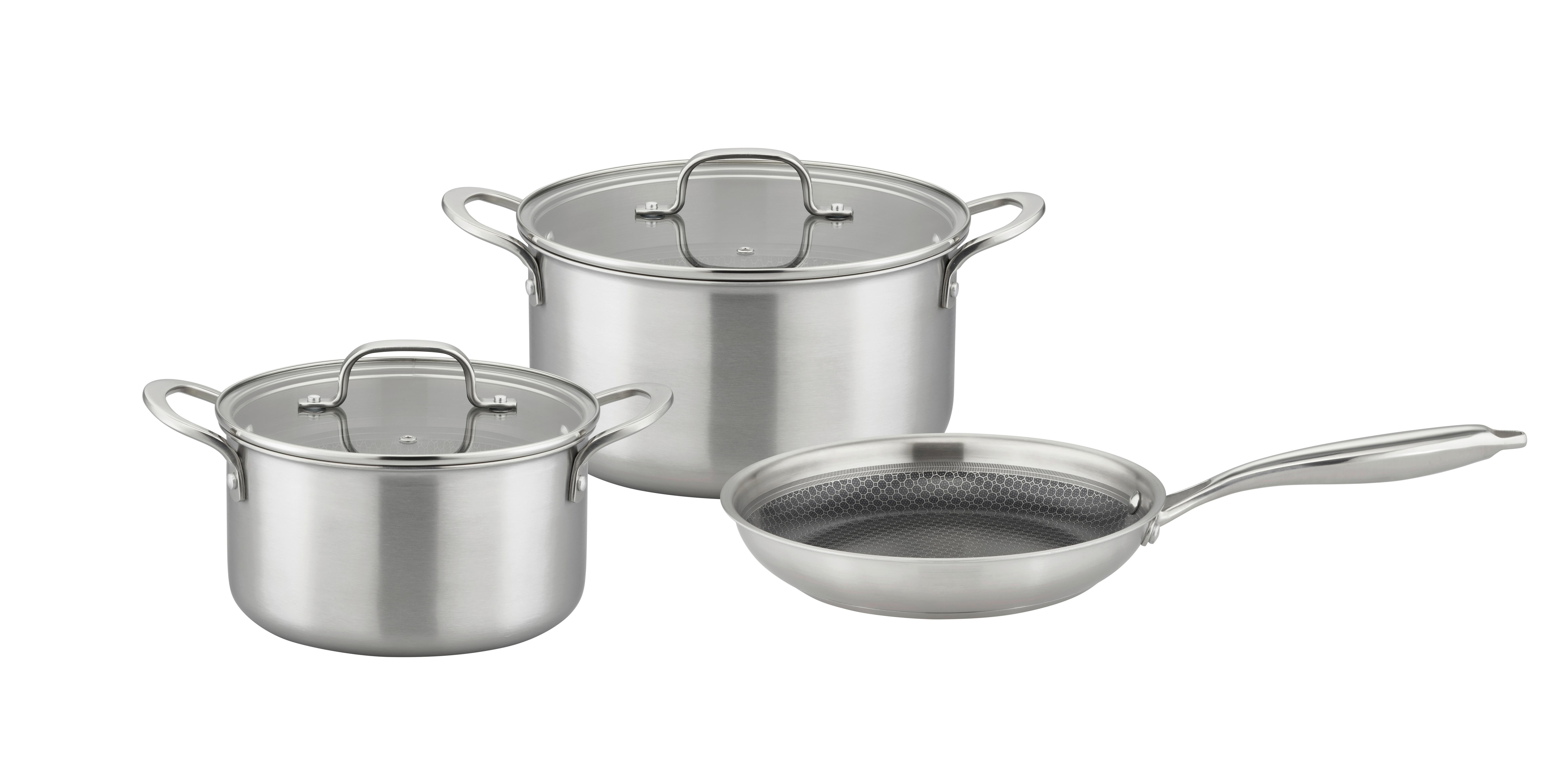 Kochtopfset Inoxxa Black Edelstahlfarben, 5-Teilig - Klar/Edelstahlfarben, Basics, Glas/Metall - GSW