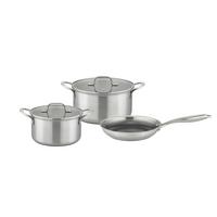 Kochtopfset Inoxxa Black Edelstahlfarben, 5-Teilig - Klar/Edelstahlfarben, Basics, Glas/Metall - GSW