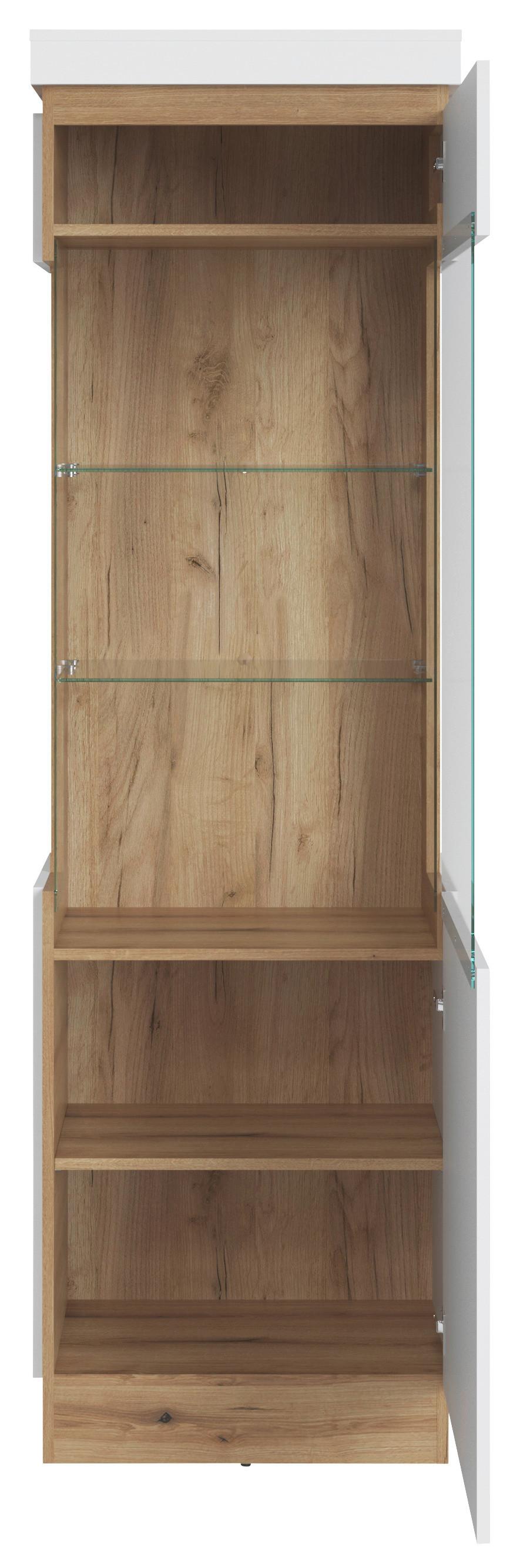 Vitrine Calabria Türanschlag Rechts - Eichefarben/Weiß, Trend, Glas/Holzwerkstoff (60,1/200,5/40cm)