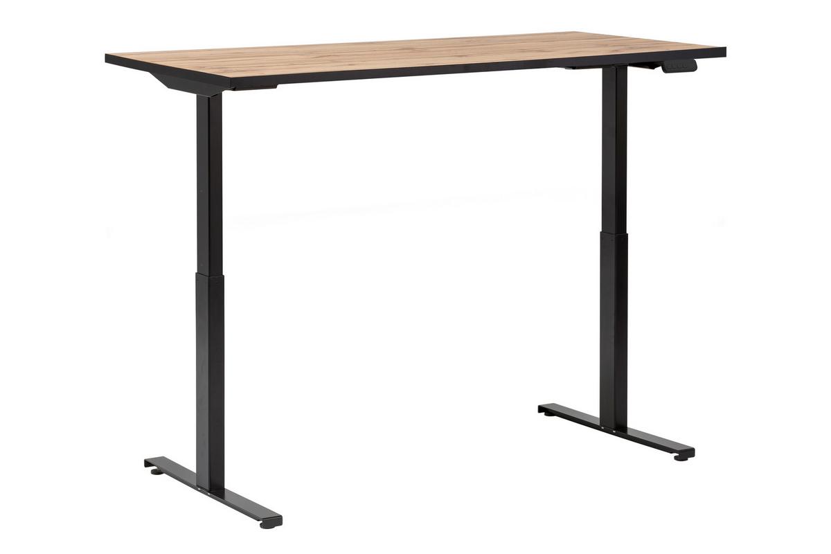 Schreibtisch Serie Eiche Dekor L: 160cm - Eichefarben/Schwarz, KONVENTIONELL, Holzwerkstoff/Metall (160/75/73-117,5cm) - MID.YOU