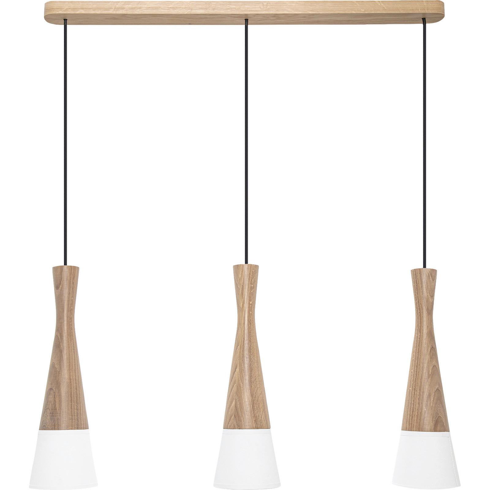 PENDELLEUCHTE 8511345 VEGAS2, 3-FL, EICHE - Eichefarben/Weiß, Natur, Holz/Textil (75/25/150cm)
