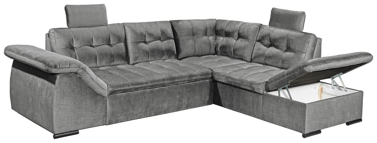 Ecksofa Estrella Grau S: 283x217 cm - Schwarz/Grau, KONVENTIONELL, Textil (283/217cm) - MID.YOU