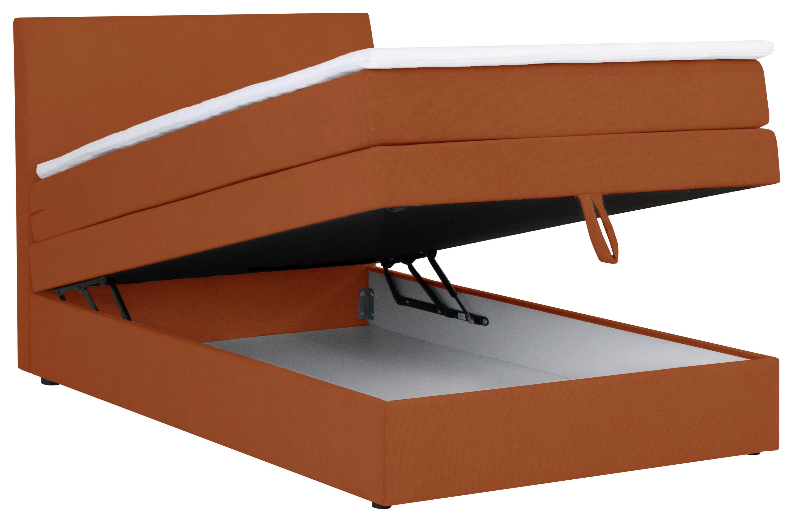 Boxspringbett mit Topper & Bettkasten 90x200 Wickie - Rostfarben/Schwarz, KONVENTIONELL, Holz/Textil (90/200cm)