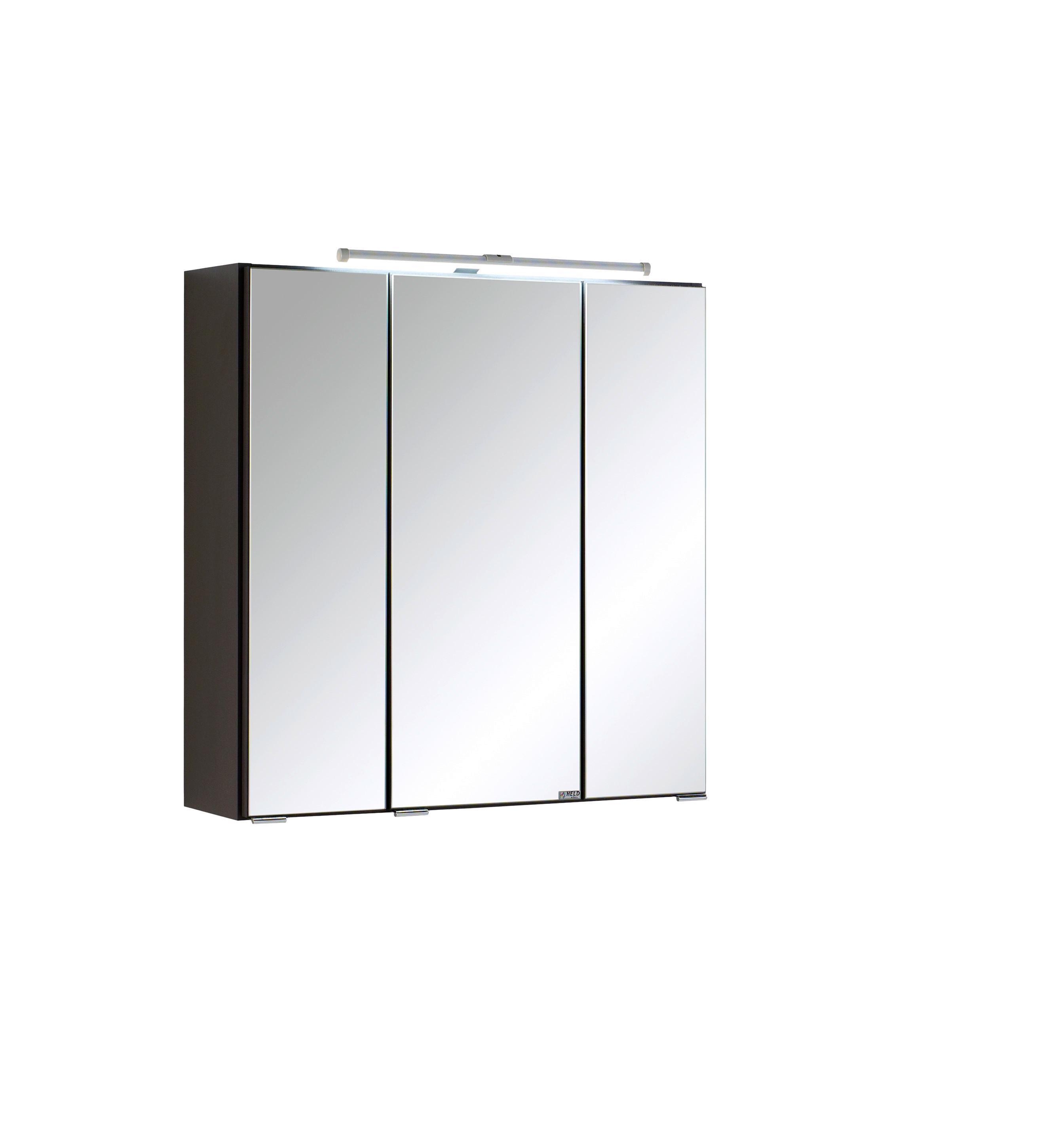 Spiegelschrank mit Türdämpfer + LED Cardiff B: 60cm, Graphit - Graphitfarben, KONVENTIONELL, Glas/Holzwerkstoff (60/64/20cm) - Held