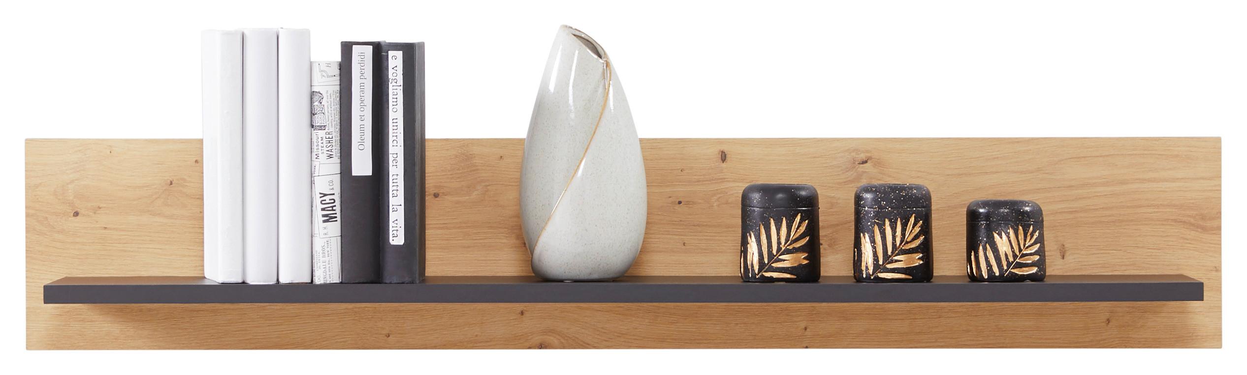 Falipolc Tonale - tölgyfa/szürke, Modern, faalapú anyag (107/19/21,6cm)