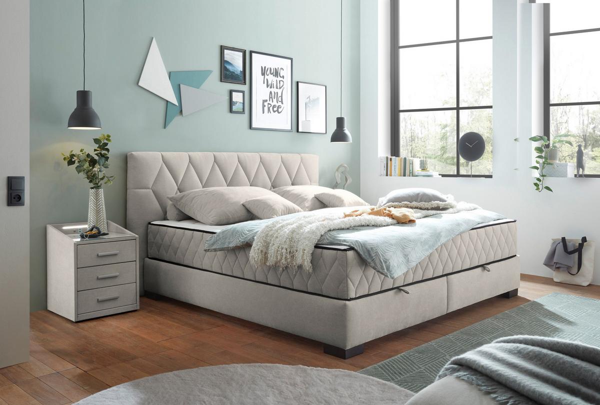 Boxbett Nagol B - Beige/Schwarz, MODERN, Holzwerkstoff/Textil (180/200cm) - MID.YOU