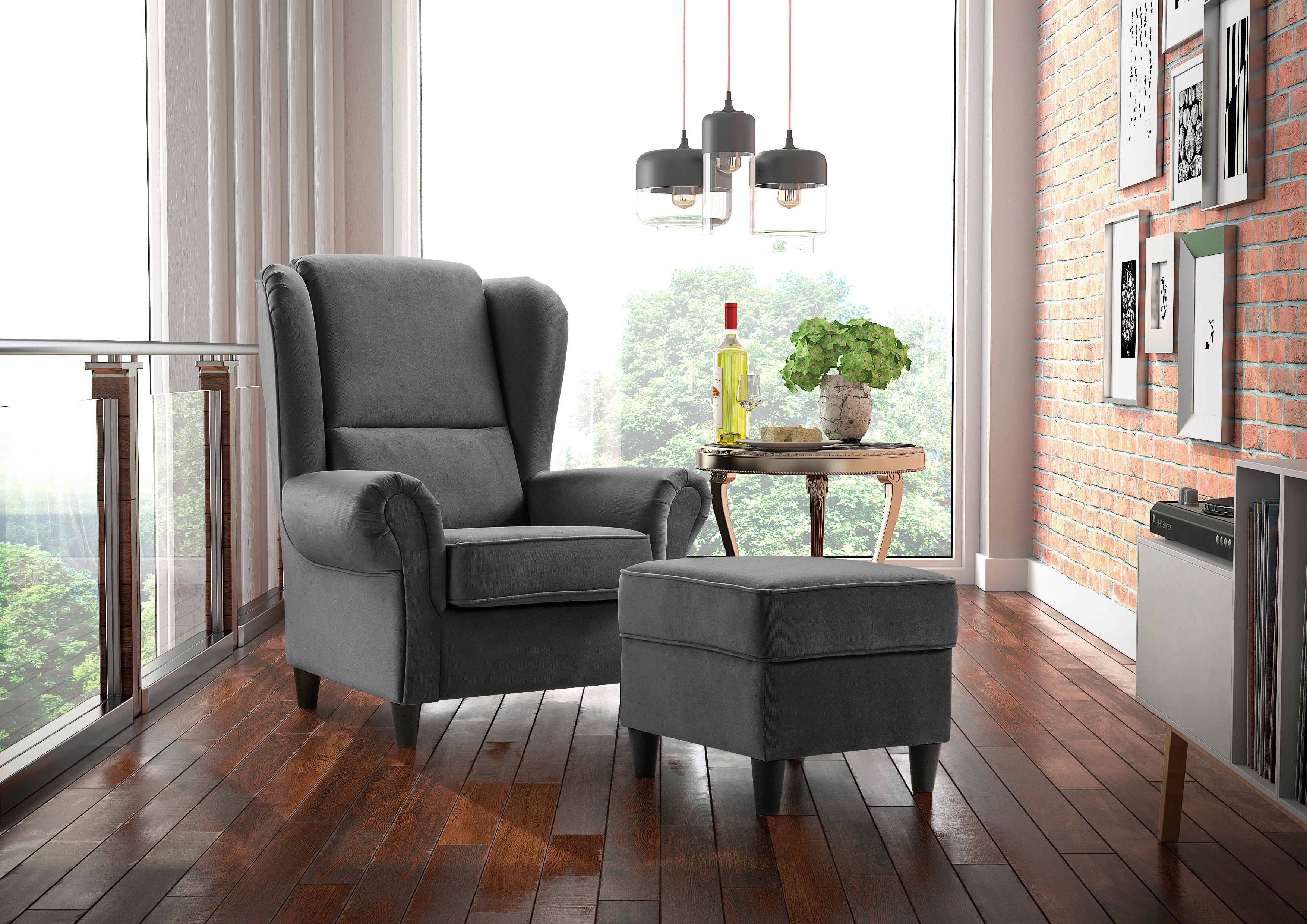 Hocker Baron Anthrazit B: 52 cm - Anthrazit/Schwarz, Design, Textil (52/45/52cm) - MID.YOU