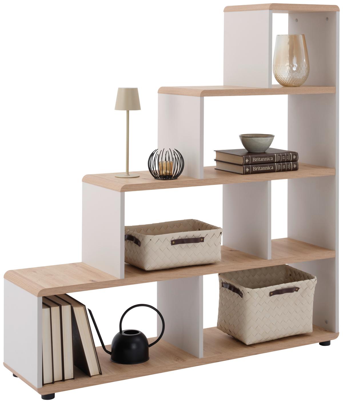 Regal Fontana Plus B 138,5cm, Eiche Dekor/kaschmir - Kaschmir/Eiche Artisan, MODERN (138,5/148/35cm)