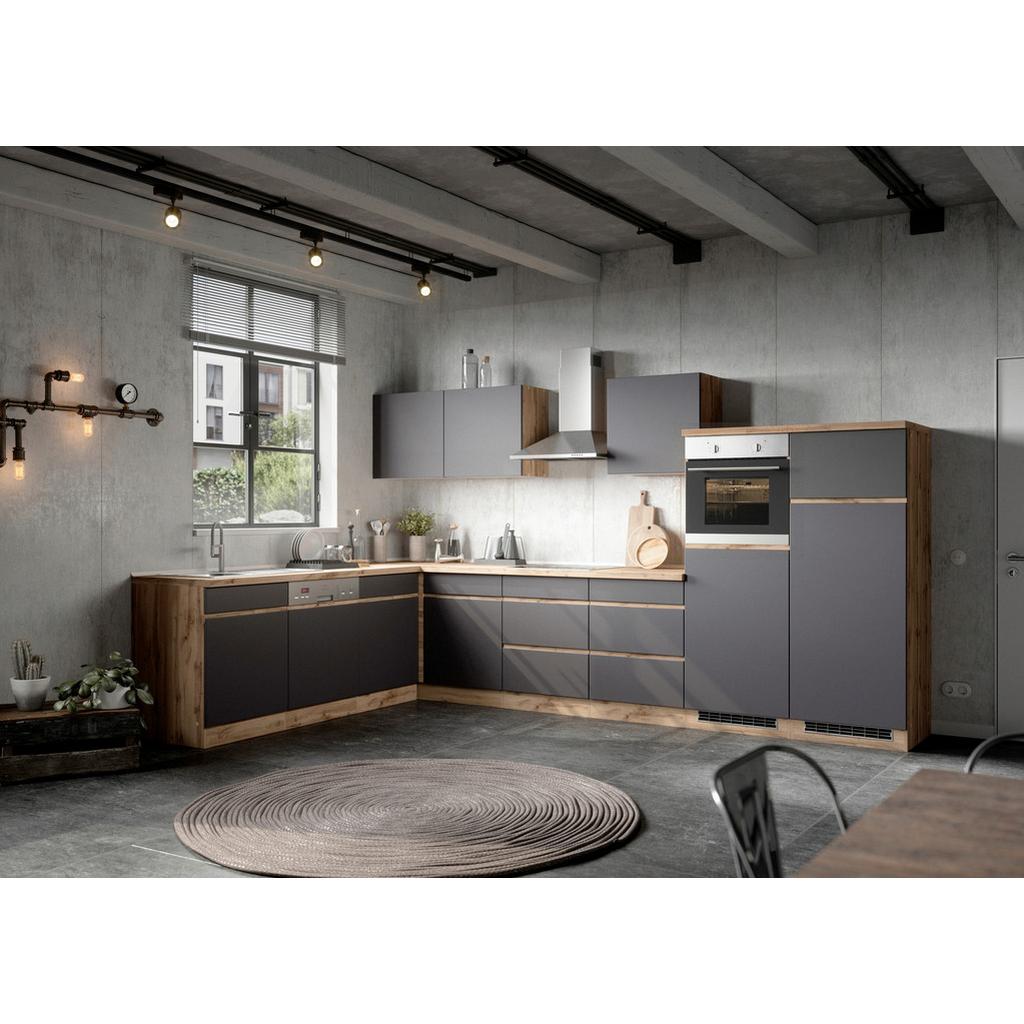 Eckküche Turin Ohne Geräte 360x240 Cm Grau/eiche Dekor