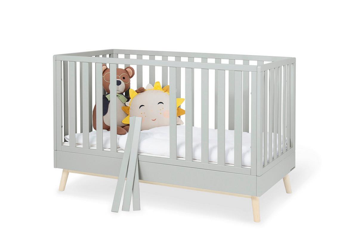 Gitterbett Dusk - Hellgrau, Basics, Holz (145/76/93cm) - Pinolino