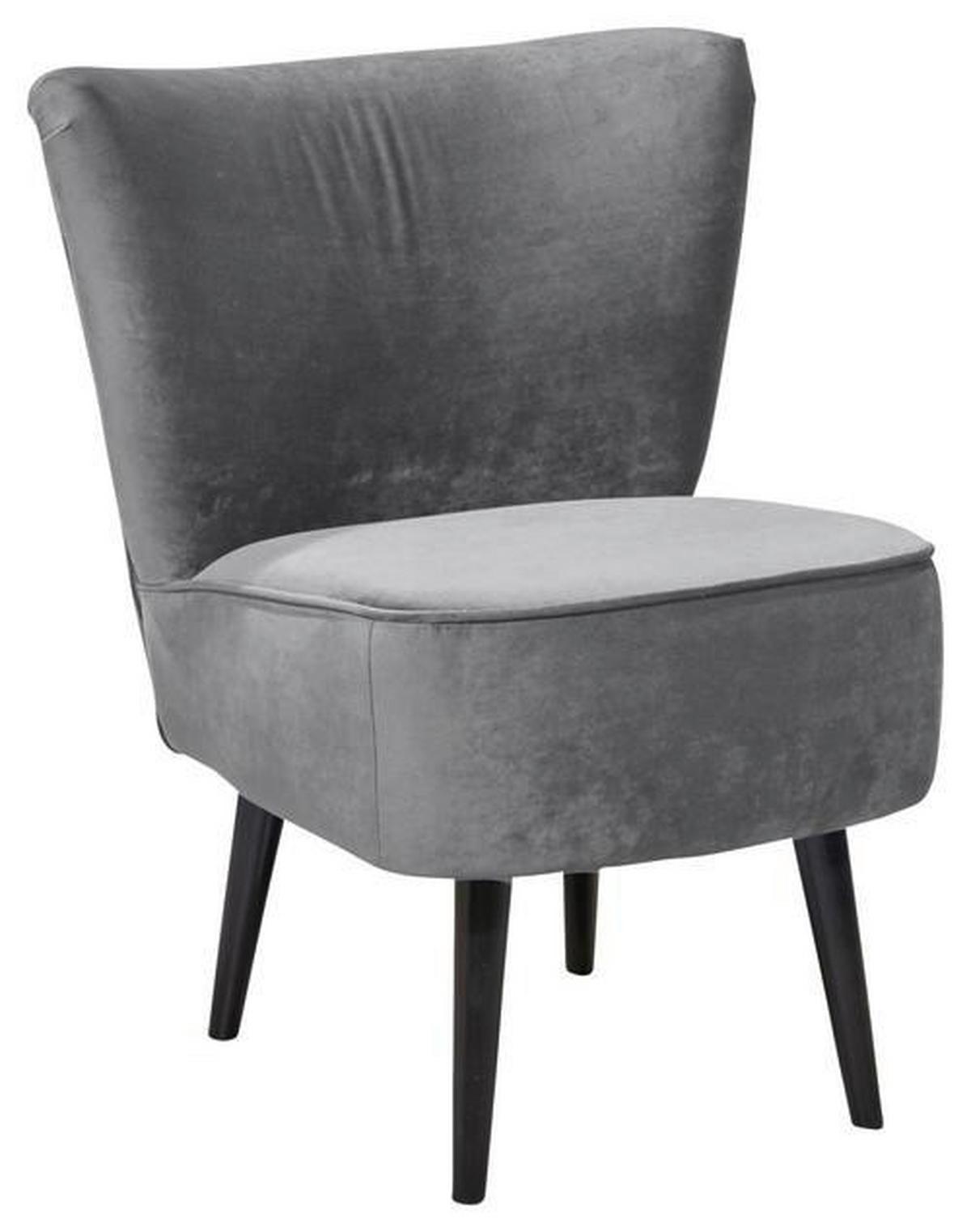 Polsterstuhl Lord Samtbezug Grau, Beine: Massivholz - Schwarz/Grau, Trend, Holzwerkstoff/Textil (65/89/70cm) - MID.YOU