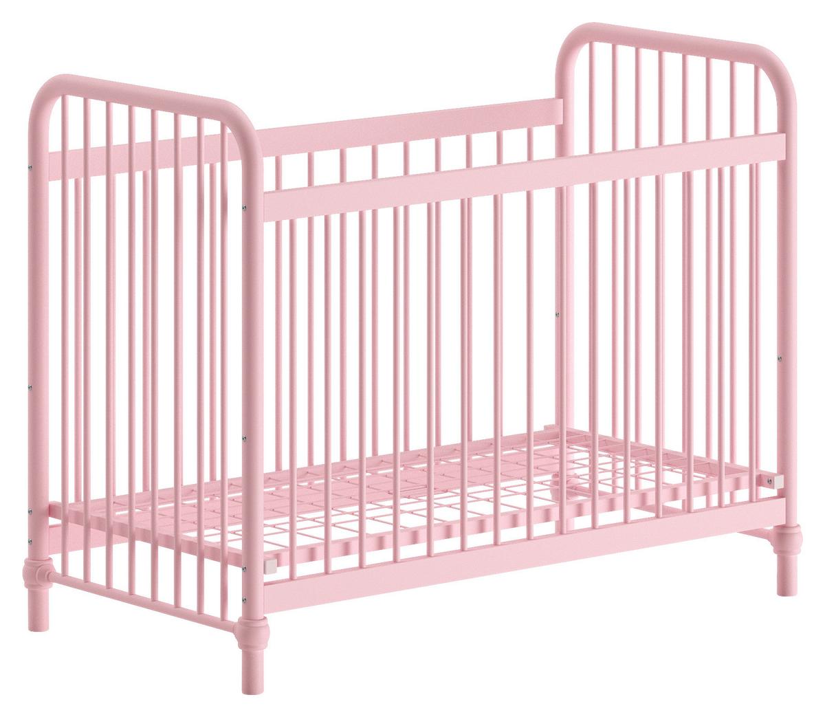 Postýlka s příčkami BRONXX růžová - pink, Romantický / Rustikální, kov (60/120cm) - MID.YOU