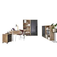 Büro Office Edition Eiche Dekor/anthrazit Hg - Anthrazit Hochglanz/Sonoma Eiche, MODERN, Holzwerkstoff/Metall - MID.YOU