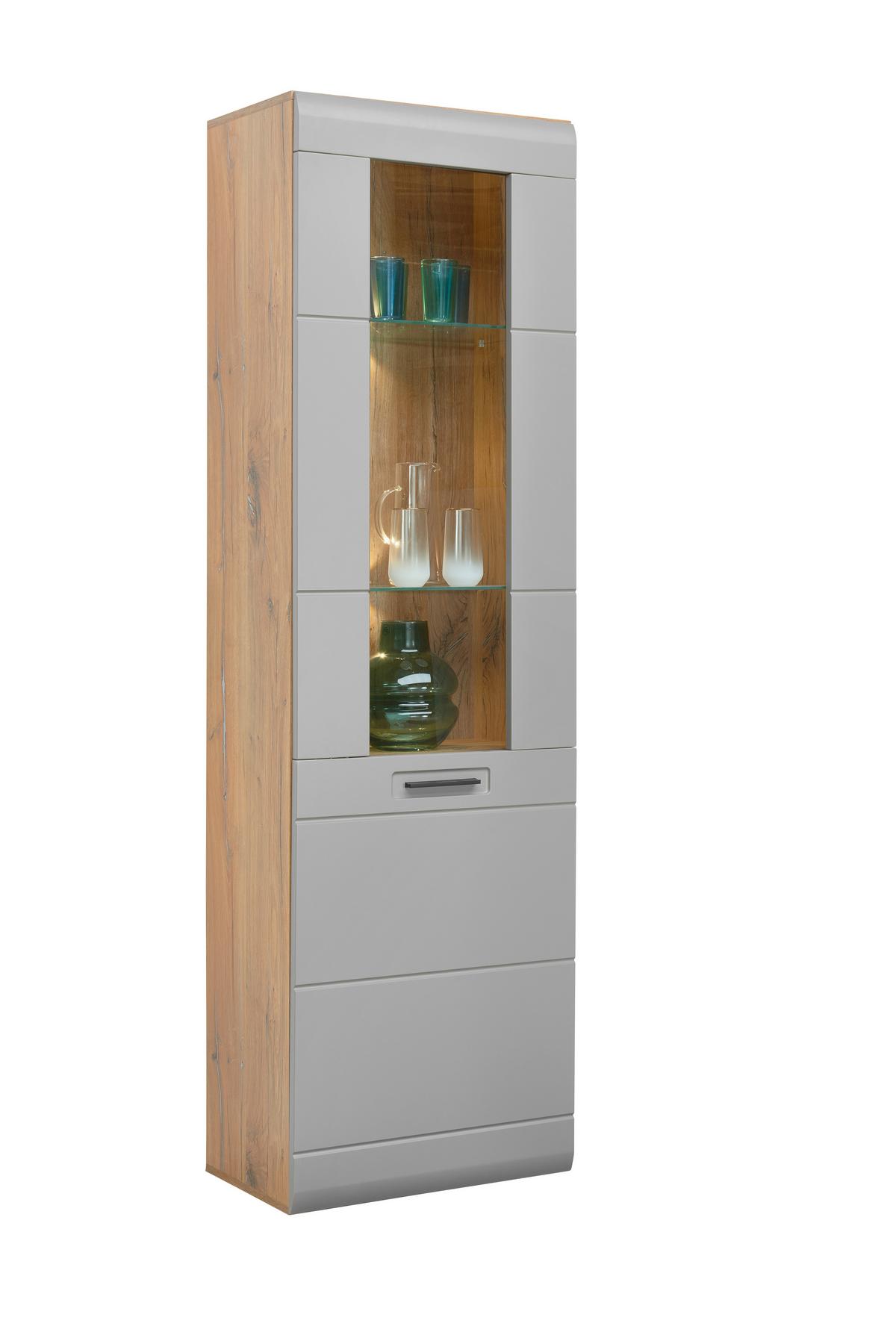 Vitrine Auris B: 60 cm Eiche/Basalt - Grau, MODERN, Glas/Holzwerkstoff (60/204,2/37,1cm) - Luca Bessoni