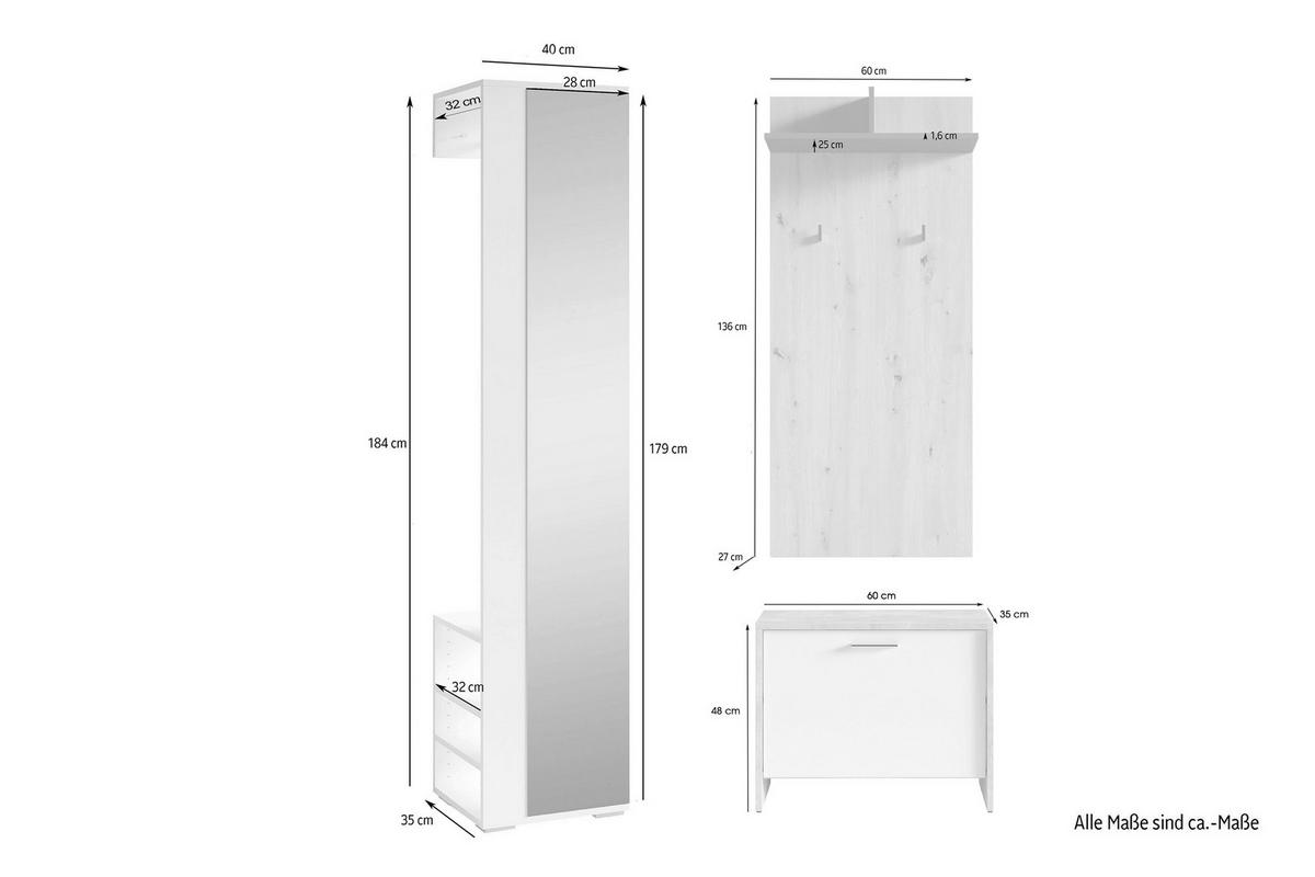 Garderobe Ben Alteiche/ Anthrazit B: 40 cm - Alteiche/Anthrazit, Design, Holzwerkstoff (40/184/35cm) - MID.YOU
