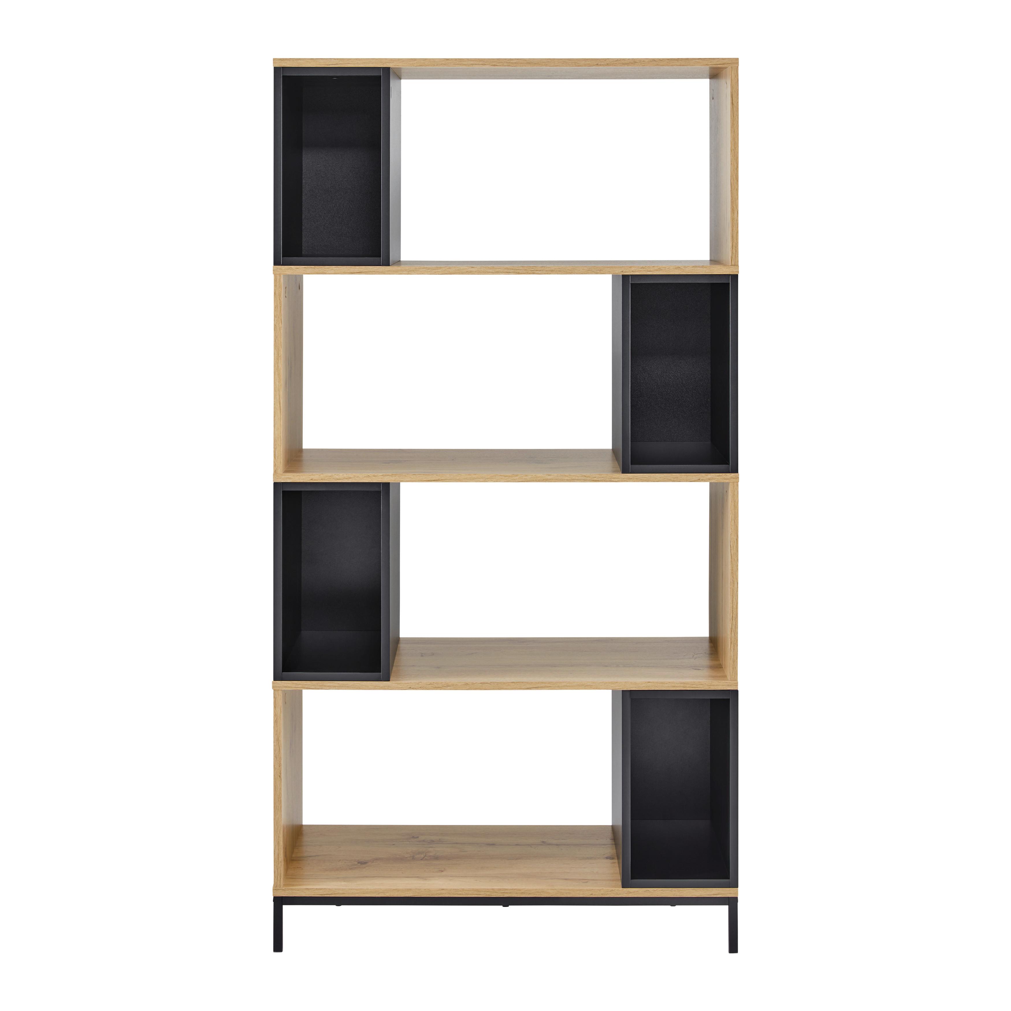 Regál Megy - černá/barvy dubu, Moderní, kov (80/158/40cm) - Bessagi Home