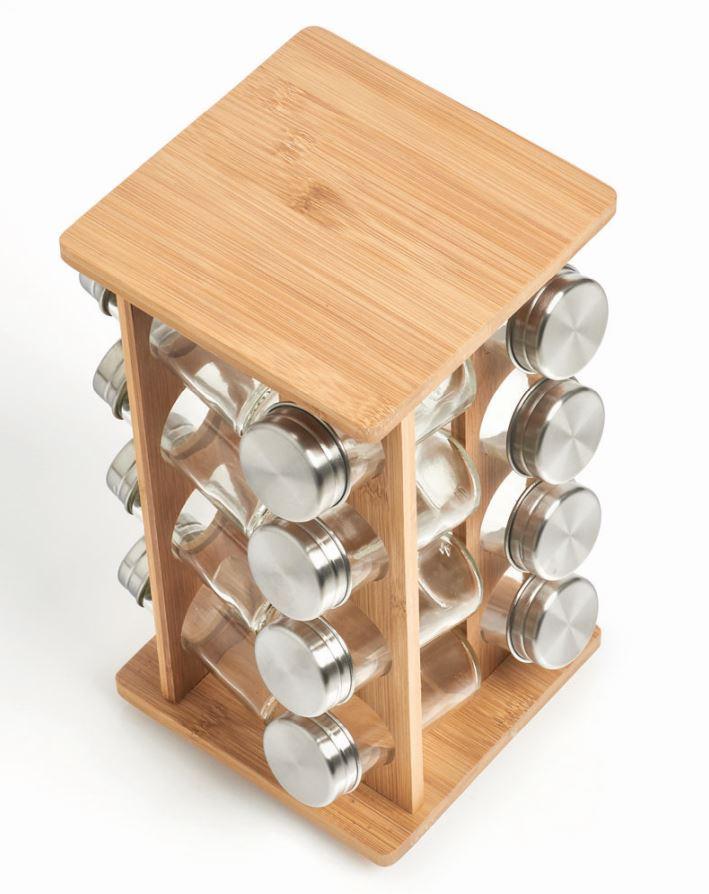 Gewürzkarussell Gewürzrondell - Transparent/Naturfarben, Basics, Glas/Holz (18/18/30cm) - Zeller Present