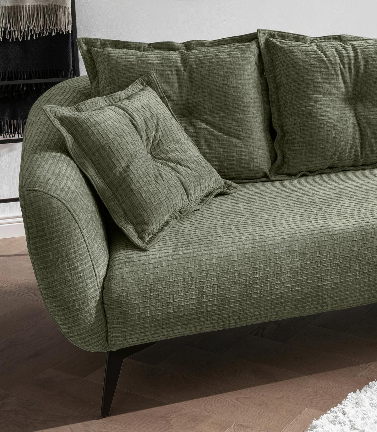 Ecksofa Baggio Olivgrün S: 277x162 cm - Schwarz/Olivgrün, MODERN, Textil (277/162cm) - Livetastic