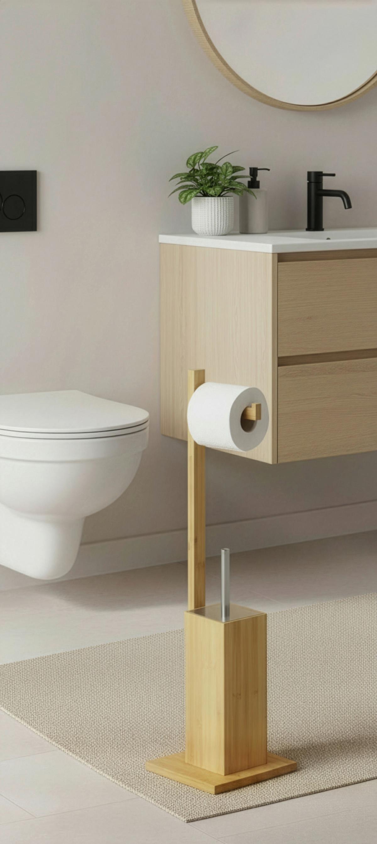 WC SADA ANNI - přírodní barvy/barvy nerez oceli, Moderní, kov/dřevo (19/70,5/19cm) - Mömax