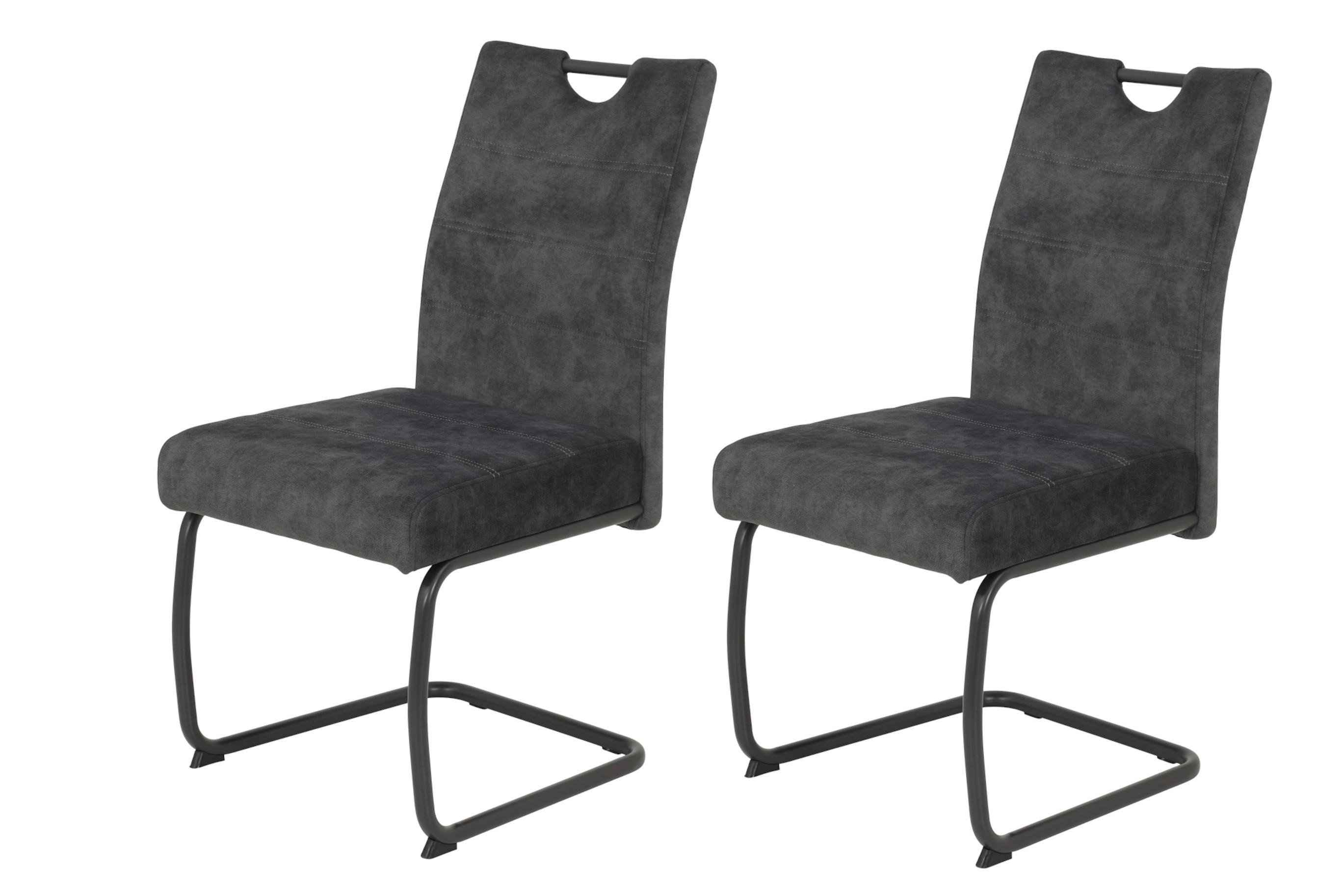 SCHWINGSTUHL-SET LAURINA I S 2ER-SET - Anthrazit/Grau, MODERN, Textil/Metall (50/97/63cm) - P & B