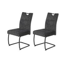 SCHWINGSTUHL-SET LAURINA I S 2ER-SET - Anthrazit/Grau, MODERN, Textil/Metall (50/97/63cm) - P & B