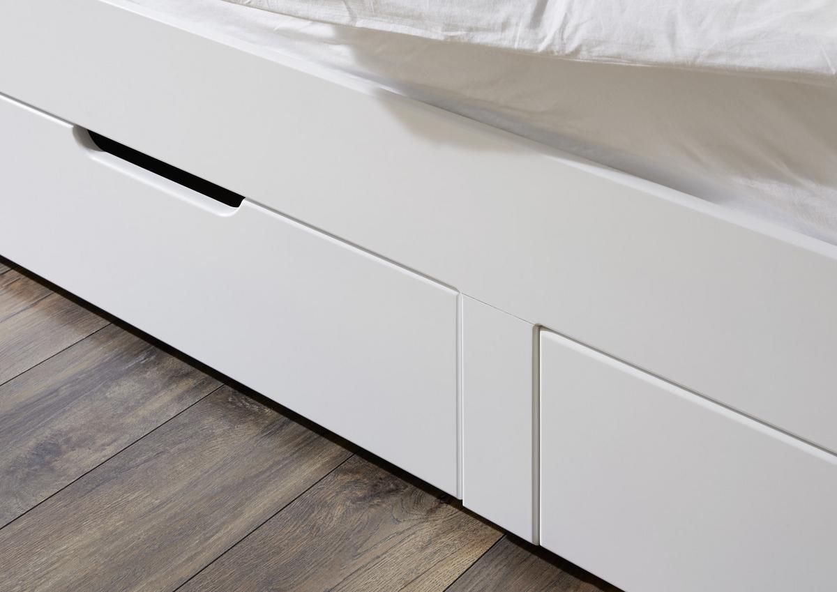 Tárolós Ágy Anna - bükkszínű/fehér, Modern, faalapú anyag/fa (90/200cm)
