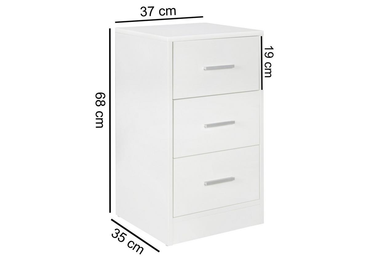 Noční stolek Olav š: 37,5cm bílý - bílá/barvy stříbra, Konvenční, kov/kompozitní dřevo (37/68/35cm) - MID.YOU