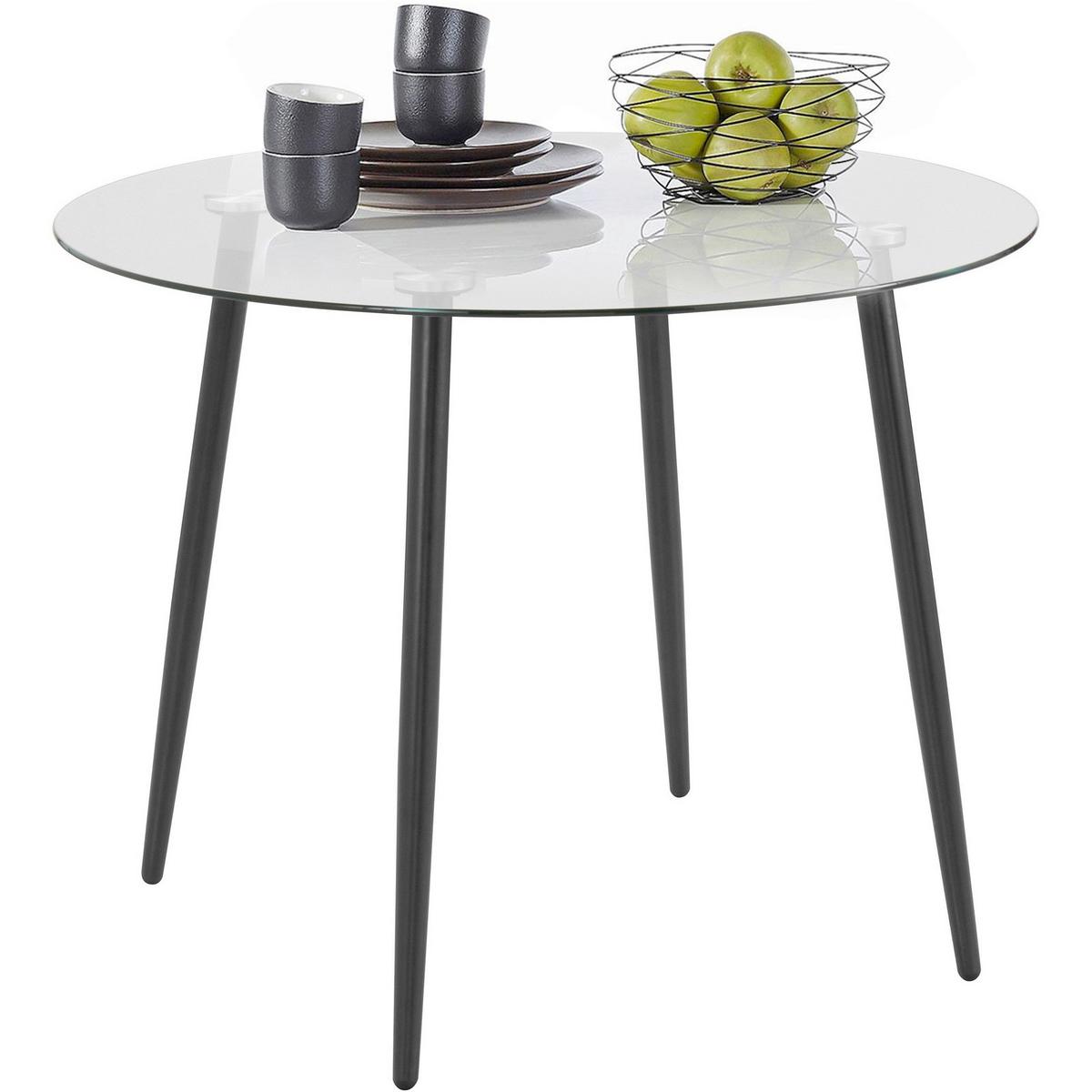 Esstisch Danny Schwarz, Transparent L: 100cm - Transparent/Schwarz, Design, Glas/Metall (100/75/100cm) - MID.YOU