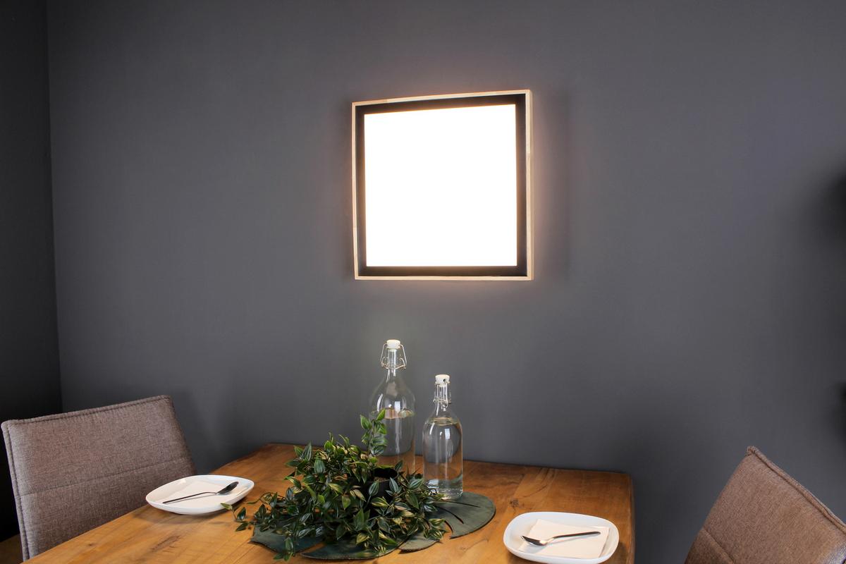 LED-Deckenleuchte 9080 M Wo Solstar - Buchefarben/Schwarz, Natur, Holz/Kunststoff (33,5/33,5/8,5cm)