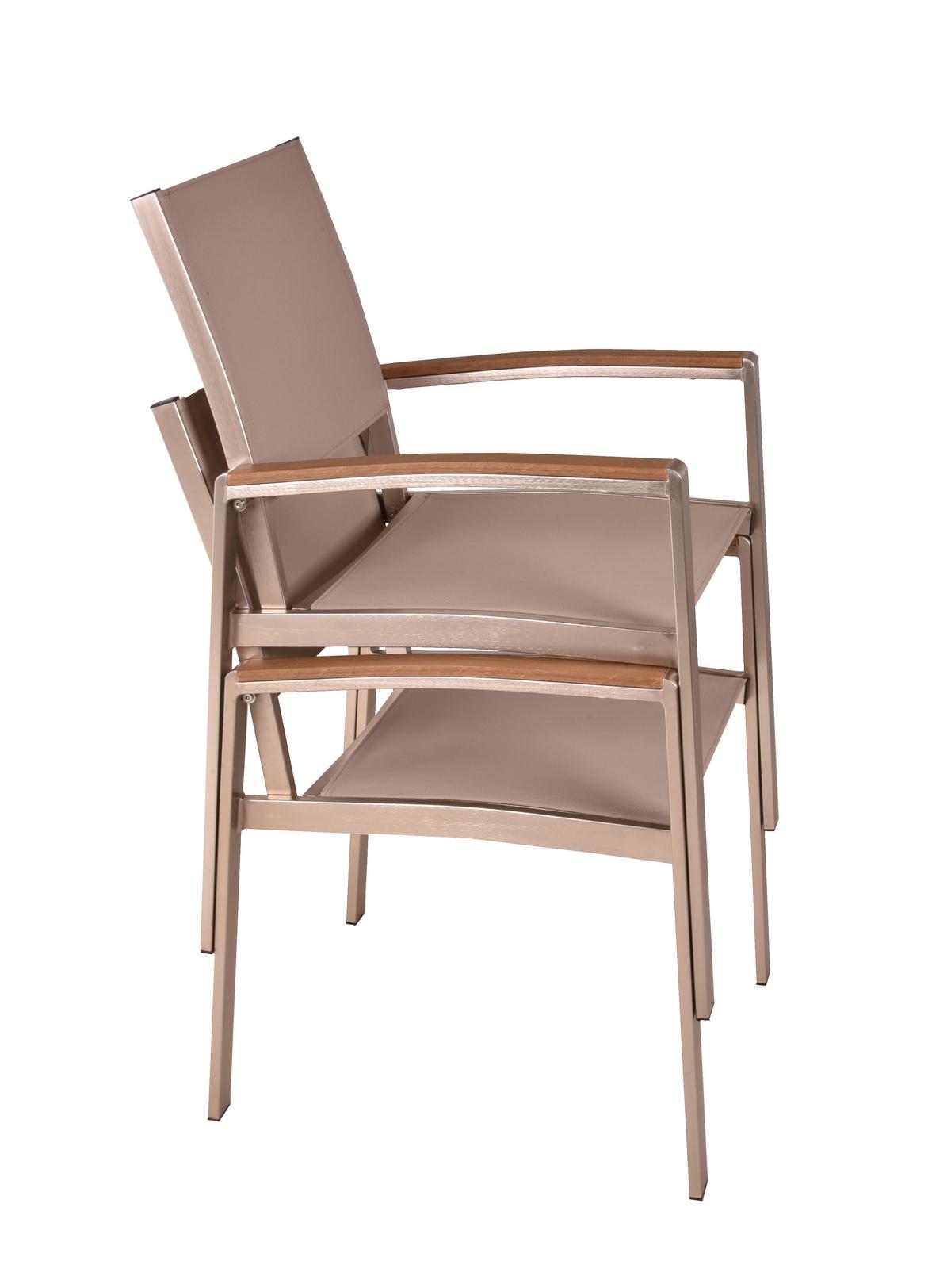 Gartenstuhl-Set Florence - Champagner/Grau, Basics, Kunststoff/Metall (56/87,5/59cm) - Gardenson
