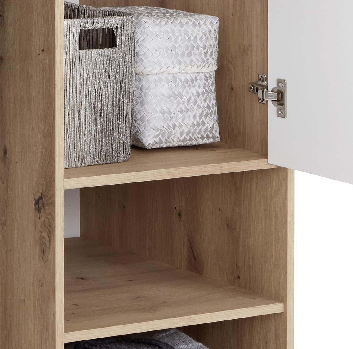 Kleiderschrank Mit Fächern 98cm Box, Weiß/eiche Dekor - Weiß/Eiche Artisan, MODERN, Holzwerkstoff (98/205/55cm) - Ondega