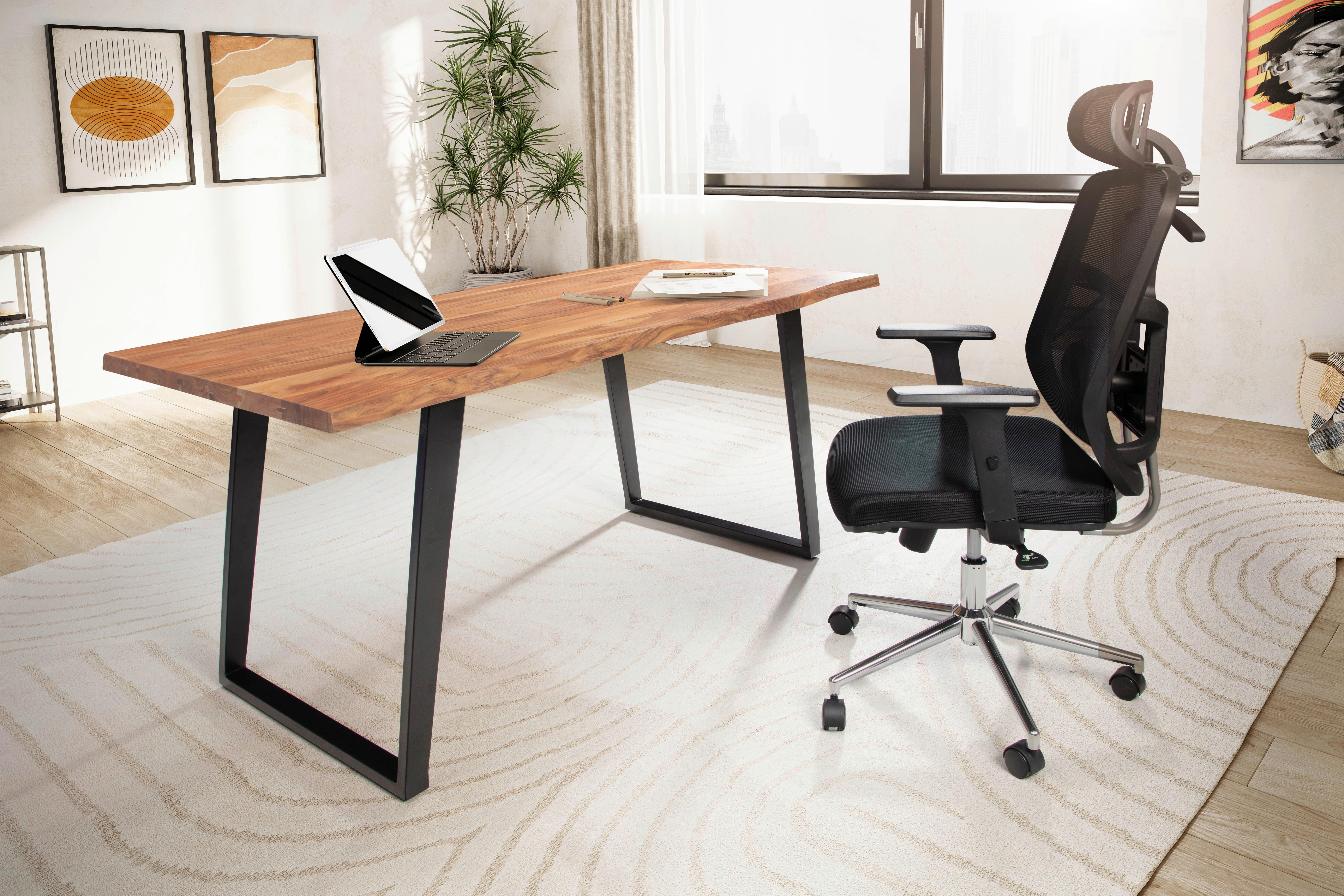 Schreibtisch Wl7.276 - Schwarz/Akaziefarben, MODERN, Holz/Metall (120/60/76cm) - MID.YOU