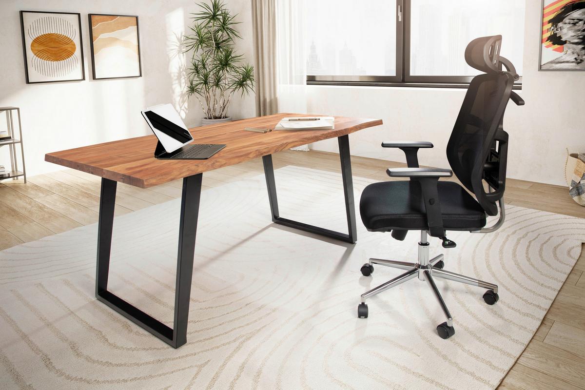 Schreibtisch Wl7.276 - Schwarz/Akaziefarben, MODERN, Holz/Metall (120/60/76cm) - MID.YOU