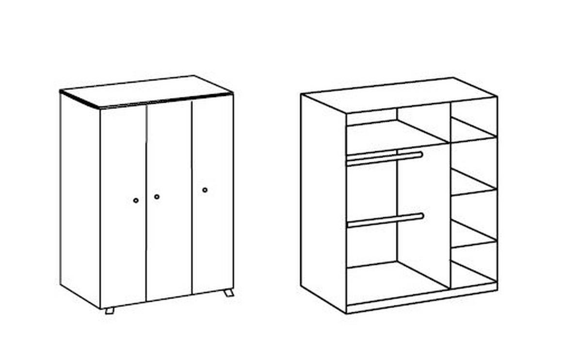Nyílóajtós Szekrény Billund 125/202 Cm - tölgyfa/fehér, Modern, faalapú anyag/fa (125/202/55cm) - MID.YOU
