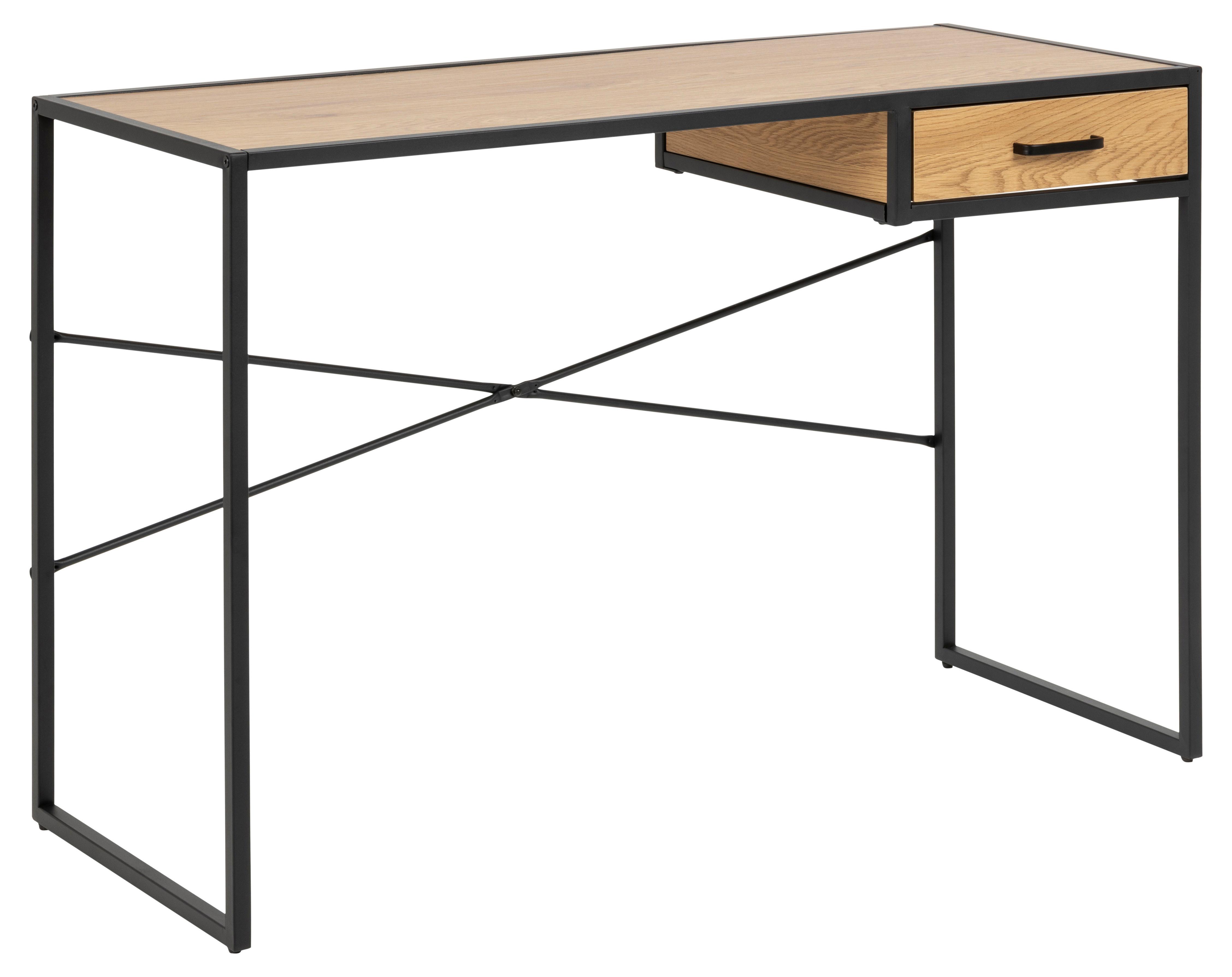 Psací stůl SEAFORD - černá/barvy dubu, Moderní, kov/kompozitní dřevo (110/45/75cm) - Dieter Knoll