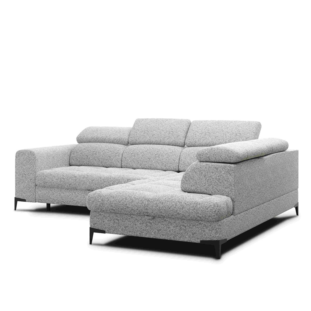 Rohová sedačka MASON, pravá, svetlosivo-krémová tkanina - čierna/krémová, Modern, kov/drevo (271/211cm) - Mömax