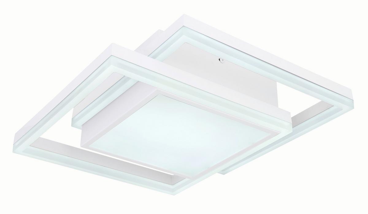 LED-Deckenleuchte L: 41,5 cm Mit Smartphone-Steuerung - Opal/Weiß, Basics, Kunststoff/Metall (41,5/41,5/10,5cm) - Globo