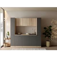 KÜCHENBLOCK Ingrid, Grau B: 210 cm - Eichefarben/Grau, Design, Holzwerkstoff (210cm) - Respekta