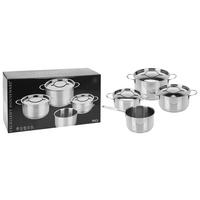 Kochtopfset 7-tlg. Edelstahl für alle Herdarten - Silberfarben, Basics, Metall (44/15,5/23,5cm)