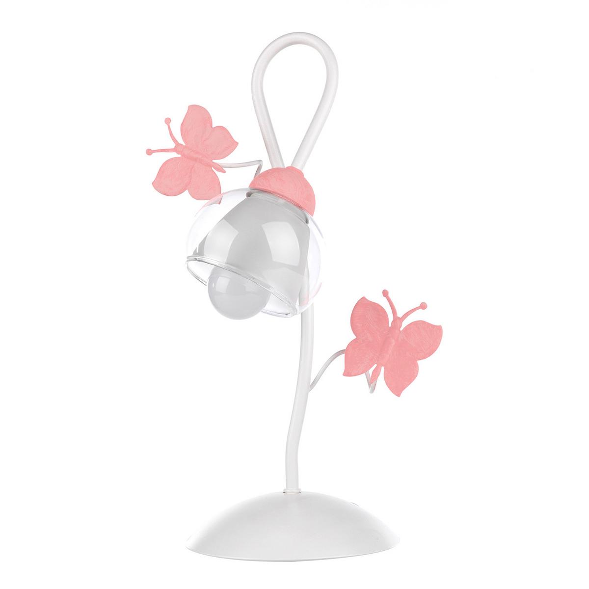 Kindertischleuchte 4924/L - Pink/Weiß, Basics, Glas/Metall (16/37cm)