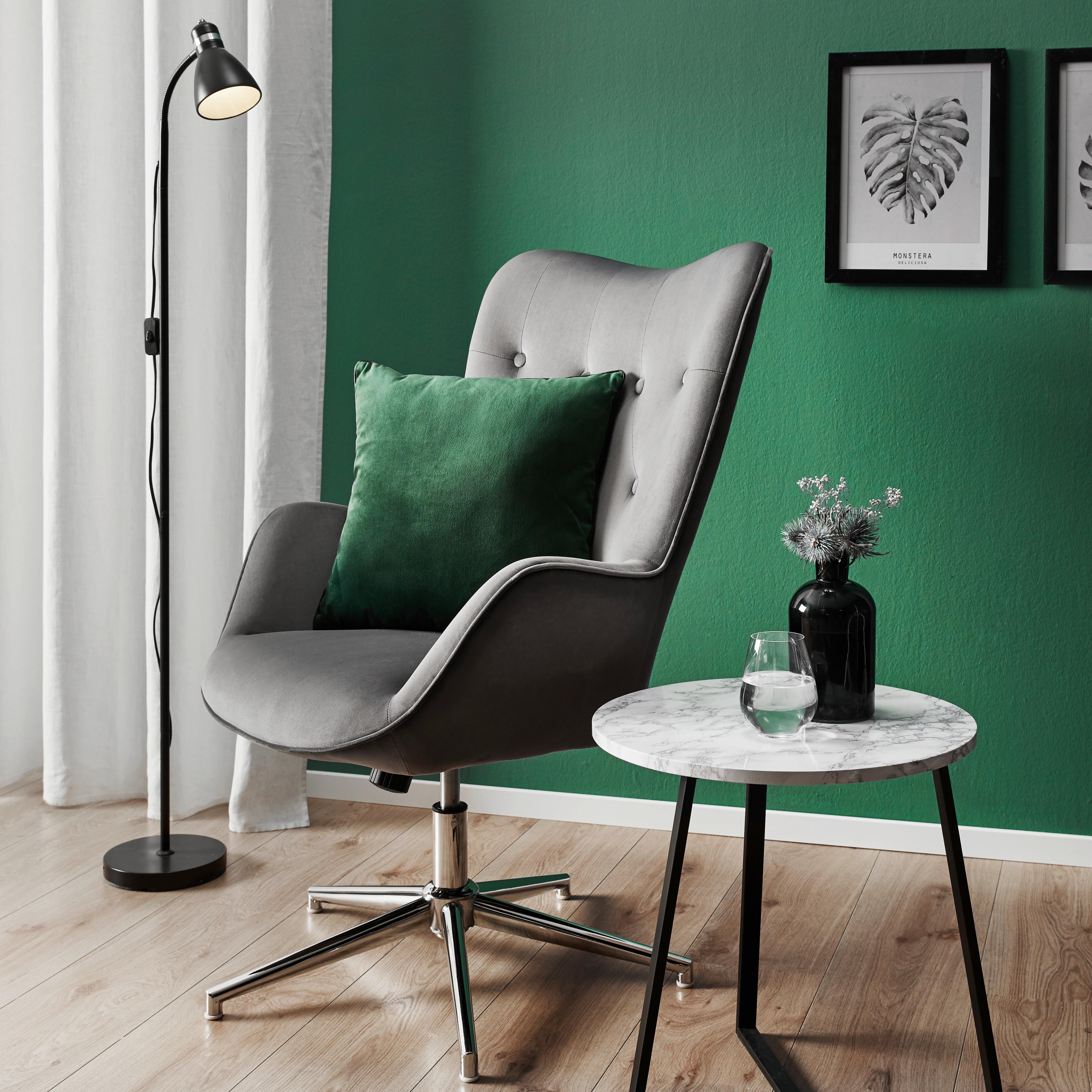 Otočné Kreslo Adison, Sivé - sivá/chrómová, Moderný, kov/textil (66/101-110/74cm) - Modern Living