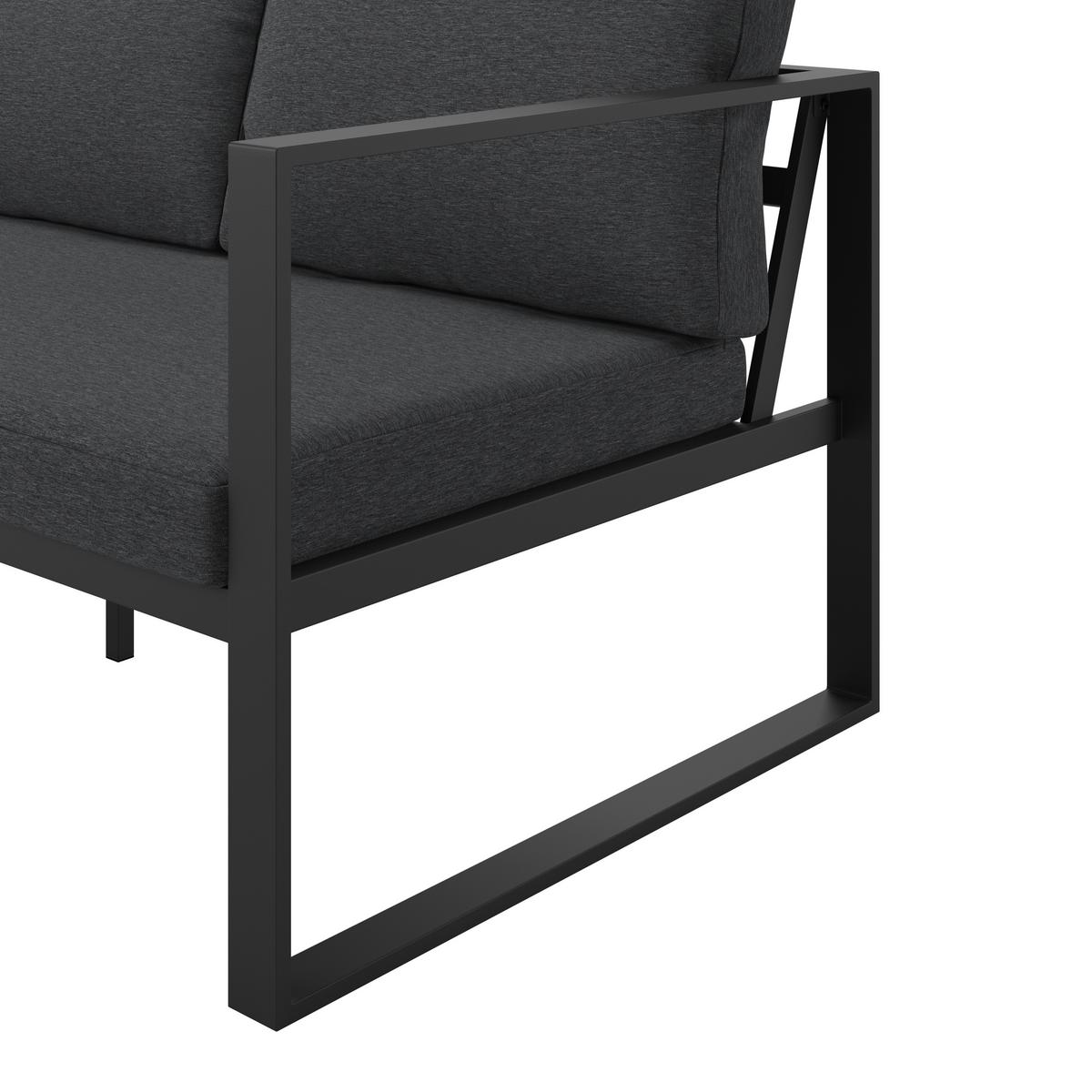 Loungegarnitur Almeria - Anthrazit, MODERN, Glas/Textil - Beldano