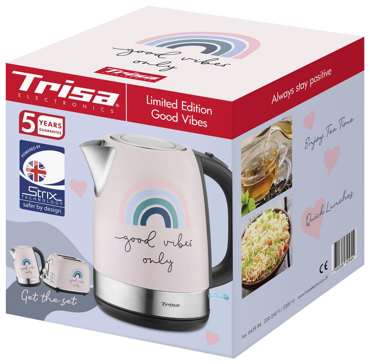 Wasserkocher Hellrosa Edelstahl  1,7 L 2200 W - Hellrosa, KONVENTIONELL, Metall (21/15/22cm) - Trisa Electronics