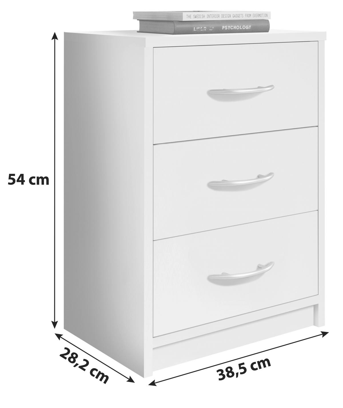 Nachtkästchenweiß H: 54 cm Pepe - Weiß, Basics (38,5/54/28,2cm) - P & B