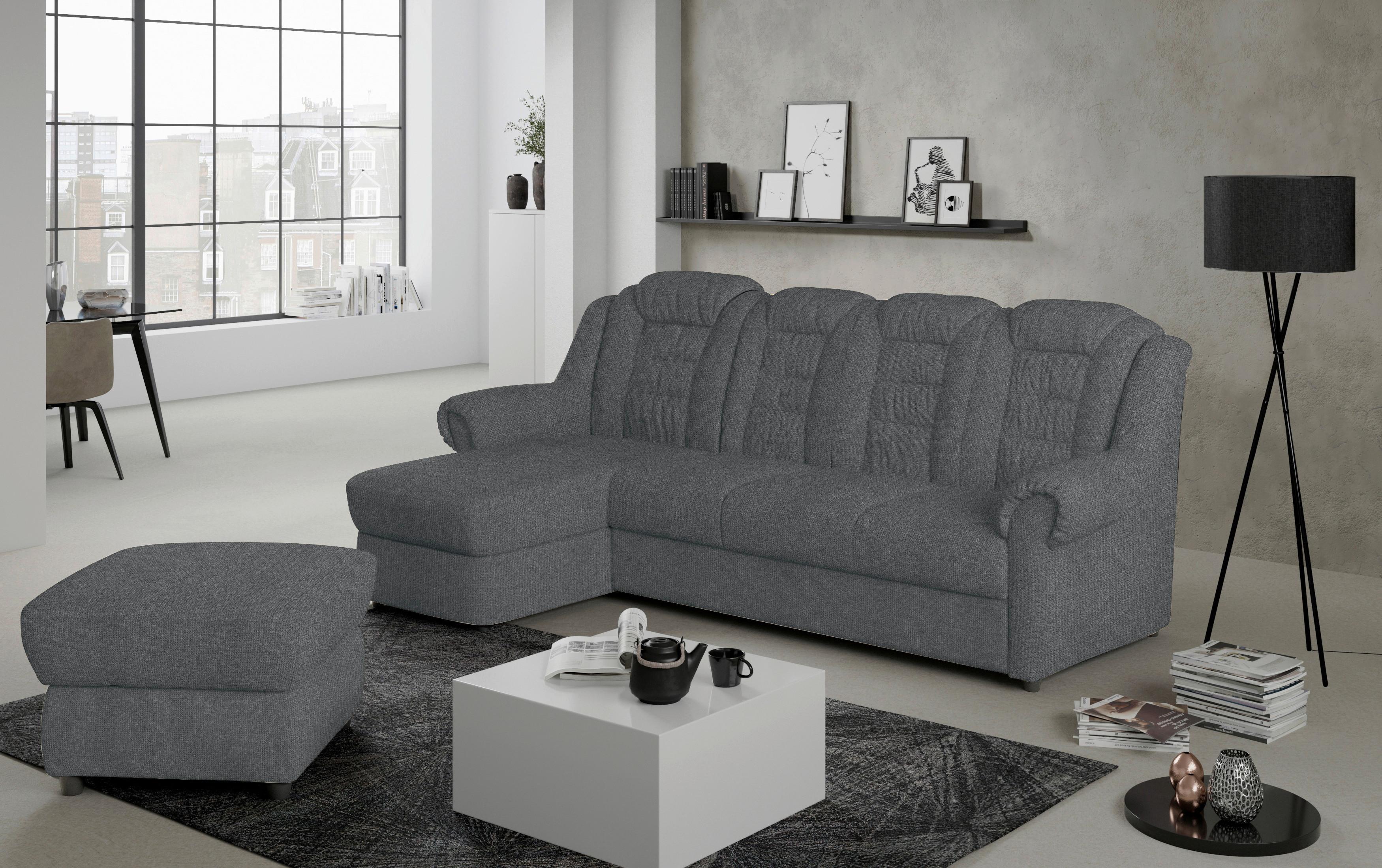 Ecksofa Boston Dunkelgrau Chenille - Dunkelgrau/Schwarz, KONVENTIONELL, Textil (165/262cm) - Livetastic