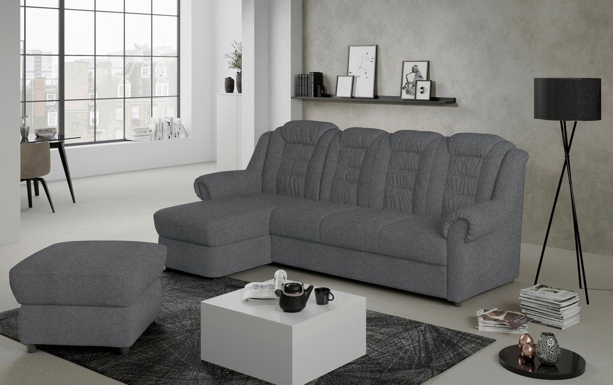 Ecksofa Boston Dunkelgrau Chenille - Dunkelgrau/Schwarz, KONVENTIONELL, Textil (165/262cm) - Livetastic