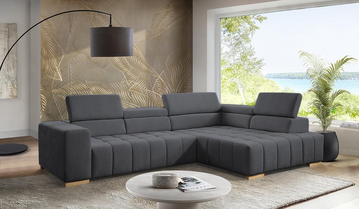 Ecksofa Elias Neu Graphitfarben S: 307x201 cm - Graphitfarben/Naturfarben, Design, Textil (307/201cm) - Livetastic
